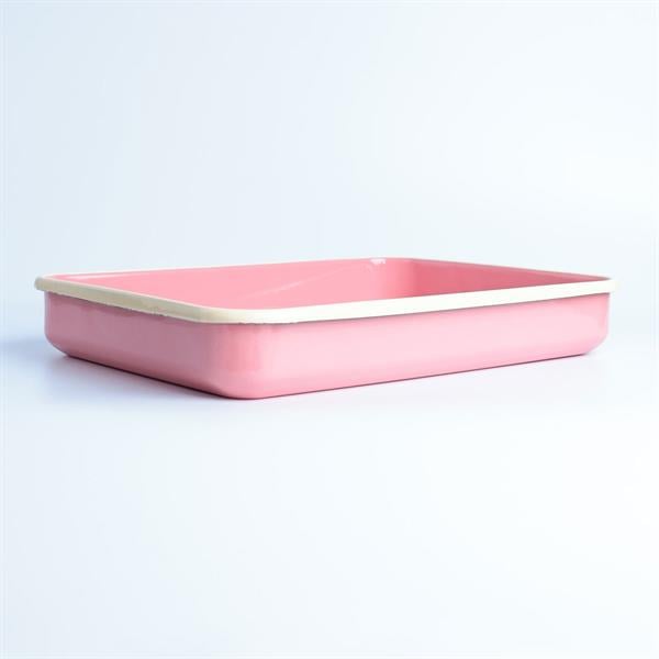 Emayra Emaye Dikdörtgen Fırın Tepsisi 25X35x5 Cm | Gül Kurusu