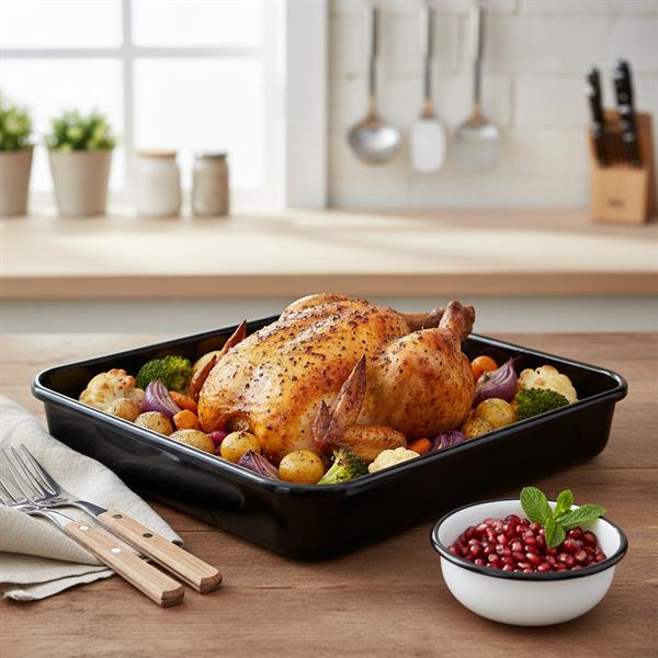 Emayra Emaye Dikdörtgen Fırın Tepsisi 25X35x5 Cm | Siyah