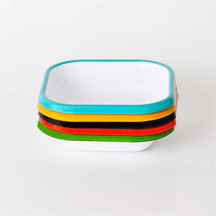 Emaye Kare Mini Meze Tabağı Turkuaz 11 Cm