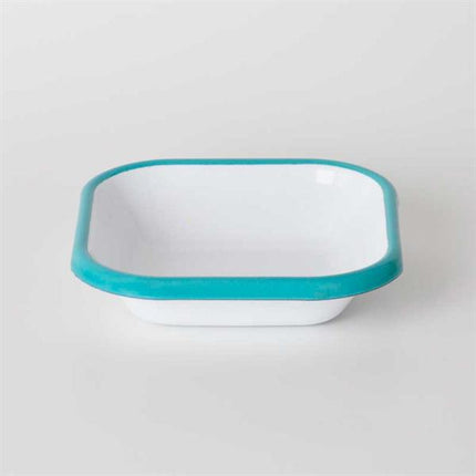 Emaye Kare Mini Meze Tabağı Turkuaz 11 Cm