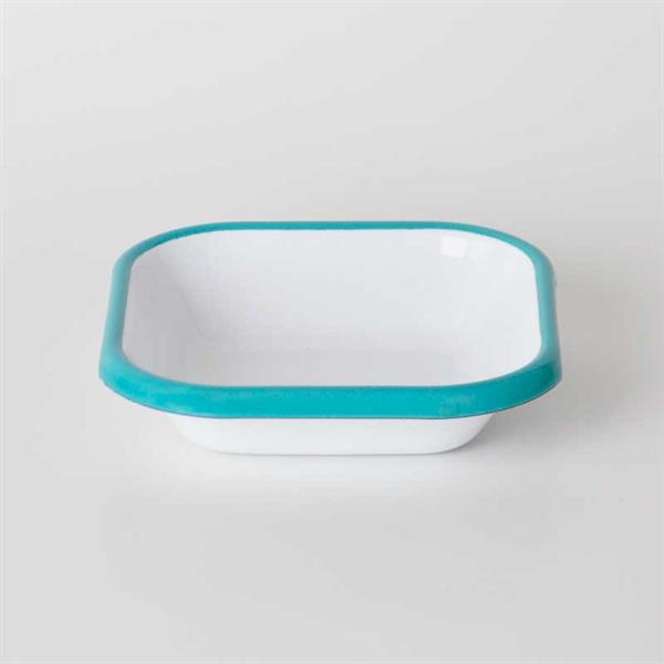 Emaye Kare Mini Meze Tabağı Turkuaz 11 Cm