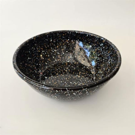 Emaye Kase 26 Cm Serpme Desen Siyah