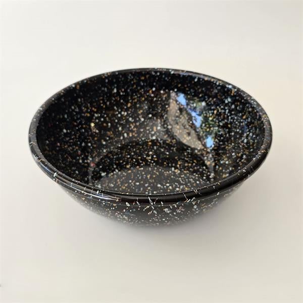 Emaye Kase 26 Cm Serpme Desen Siyah