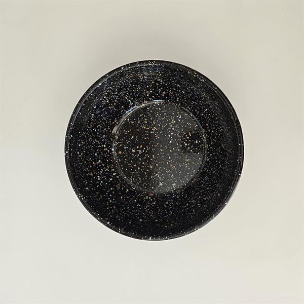 Emaye Kase 26 Cm Serpme Desen Siyah