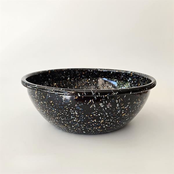 Emaye Kase 26 Cm Serpme Desen Siyah