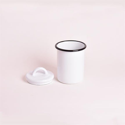 Emaye Kavanoz 1 No Beyaz Kordon Siyah