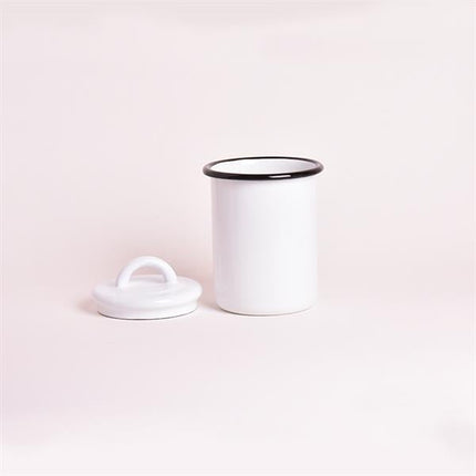 Emaye Kavanoz 1 No Beyaz Kordon Siyah