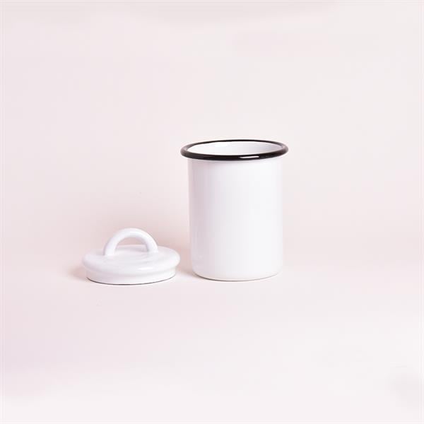 Emaye Kavanoz 1 No Beyaz Kordon Siyah