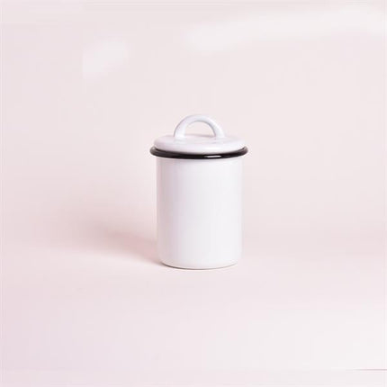 Emaye Kavanoz 1 No Beyaz Kordon Siyah