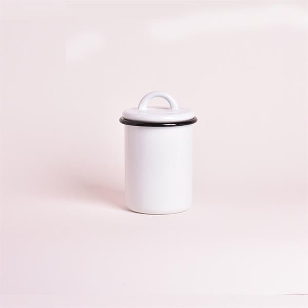 Emaye Kavanoz 1 No Beyaz Kordon Siyah