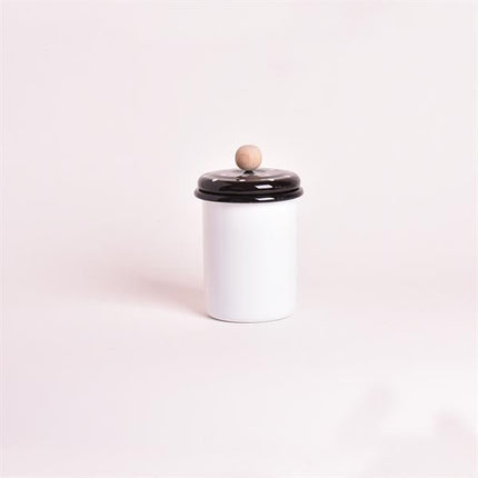 Emaye Kavanoz 1 No Beyaz Siyah