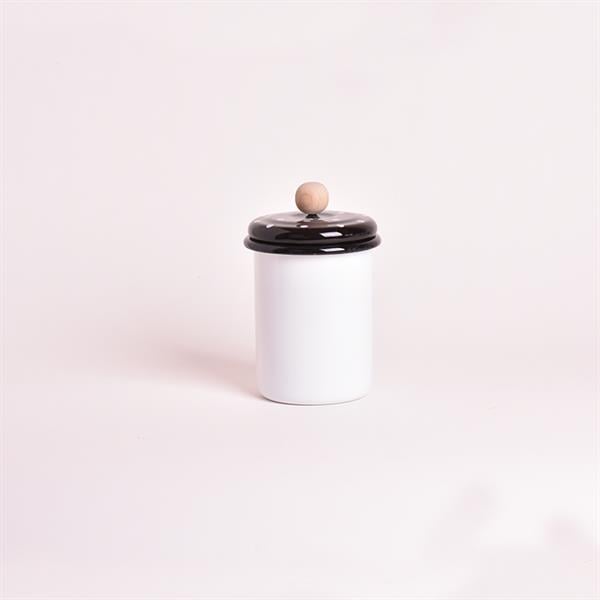 Emaye Kavanoz 1 No Beyaz Siyah