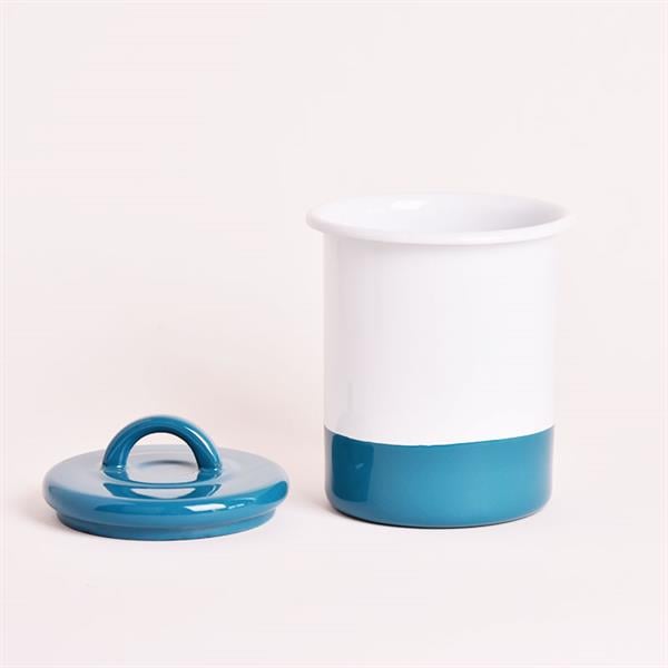 Emaye Kavanoz 3 No Mavi Beyaz