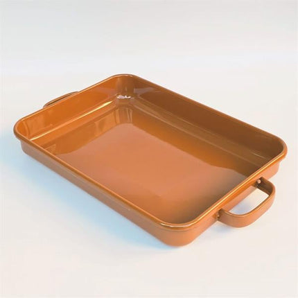 Emaye Kulplu Dikdörtgen Fırın Tepsisi Kahve