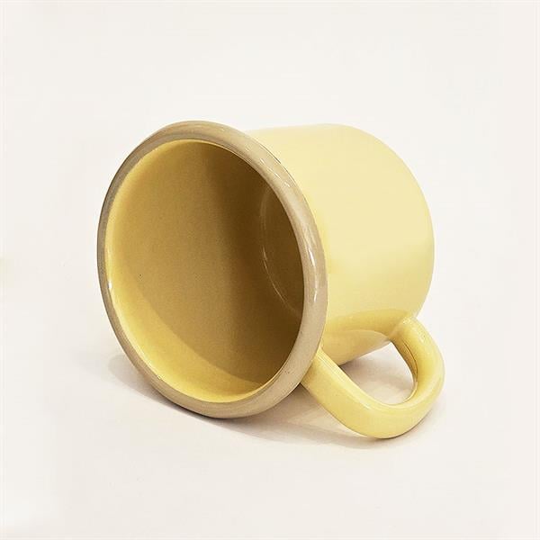 Emayra Emaye Kupa 350 Ml | Sarı Kordon Bej