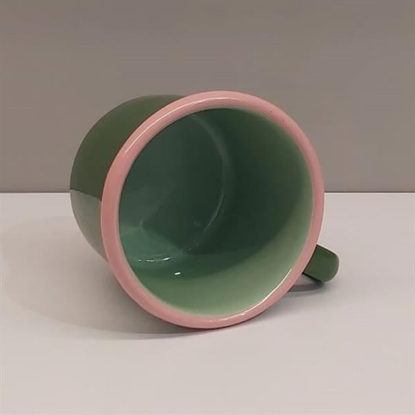 Emayra Emaye Kupa 350 Ml | Yeşil Kordon Pembe