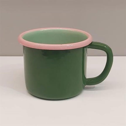 Emayra Emaye Kupa 350 Ml | Yeşil Kordon Pembe