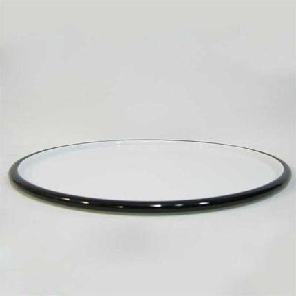 Emayra Emaye Pizza Tabağı 28 Cm | Beyaz Kordon Siyah