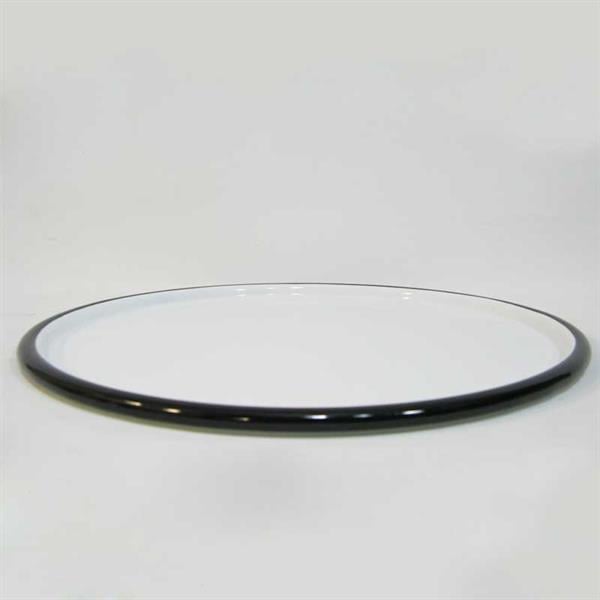 Emayra Emaye Pizza Tabağı 28 Cm | Beyaz Kordon Siyah