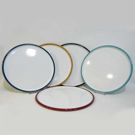 Emayra Emaye Pizza Tabağı 28 Cm | Beyaz Kordon Siyah