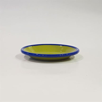 Emaye Tabak 12 Cm Fıstık Yeşili Kordon Kobalt