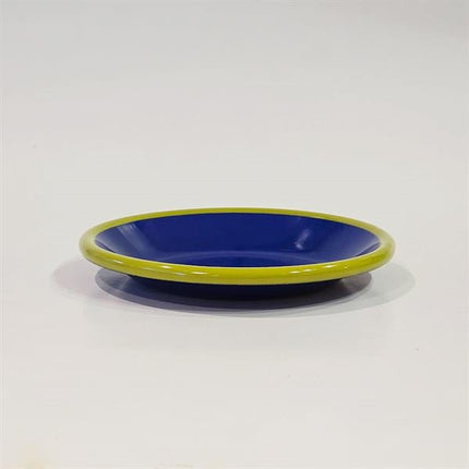 Emayra Emaye Tabak 12 Cm | Kobalt Kordon Fıstık Yeşil