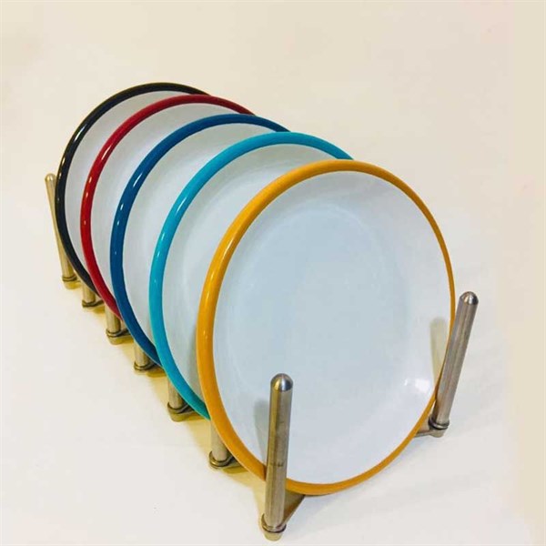 Emaye Tatlı Tabağı 17 Cm - Siyah Kordonlu
