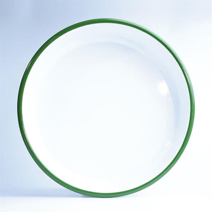 Emaye Yuvarlak Fırın Tepsisi Beyaz Kordon Yeşil