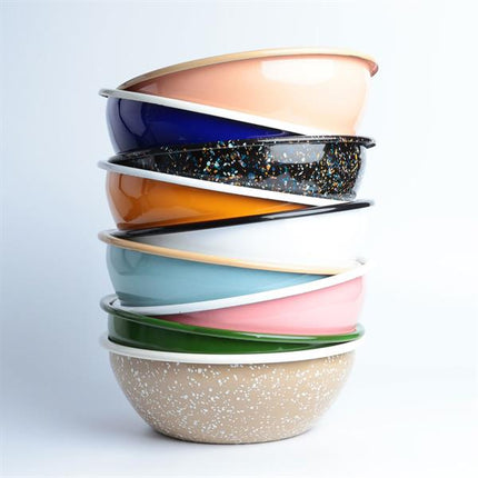 Emayra Emaye Büyük Kase 26 Cm | Serpme Desen Bej