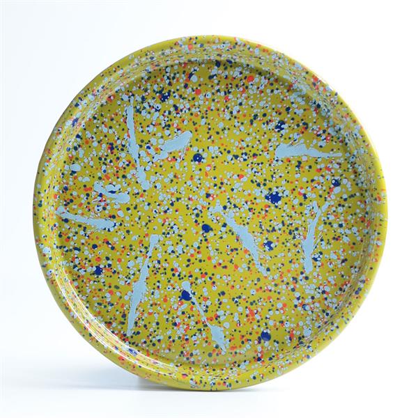 Emayra Emaye Pizza Tabağı 22 Cm | Serpme Desen Koyu Yeşil