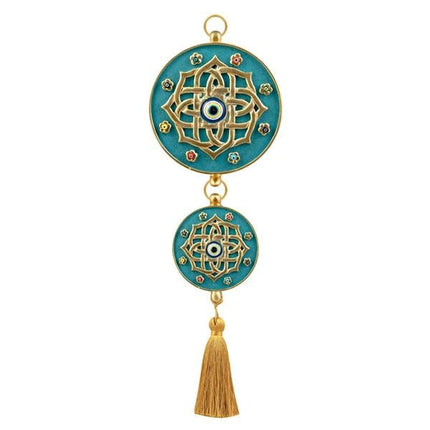 Emayra İkili Nazar Boncuklu Duvar Süsü Turkuaz | Mandala Desenli