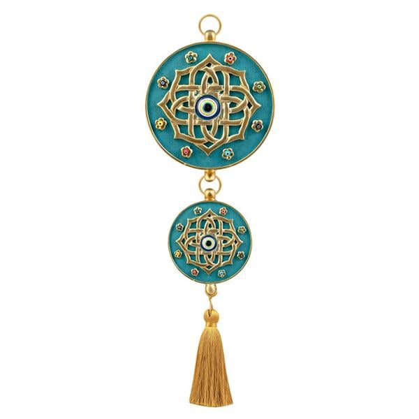 Emayra İkili Nazar Boncuklu Duvar Süsü Turkuaz | Mandala Desenli