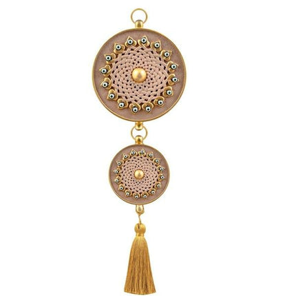 Emayra İkili Nazar Boncuklu Duvar Süsü Kapuçino | Geleneksel Desenli