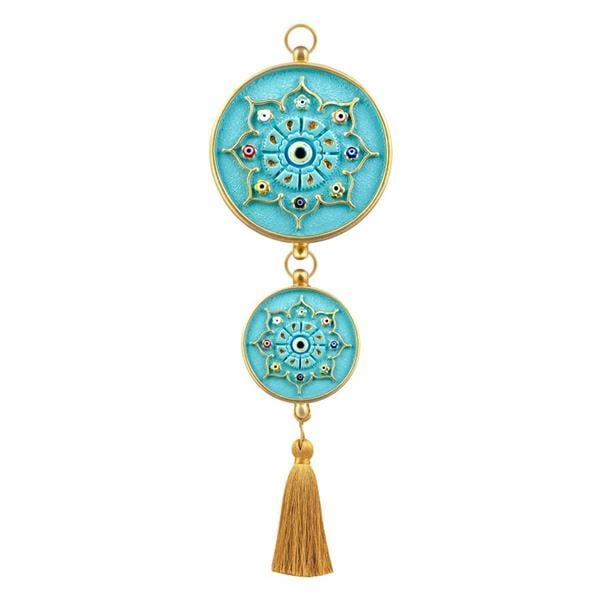 Emayra İkili Nazar Boncuklu Duvar Süsü Açık Turkuaz | Yıldız Motifli