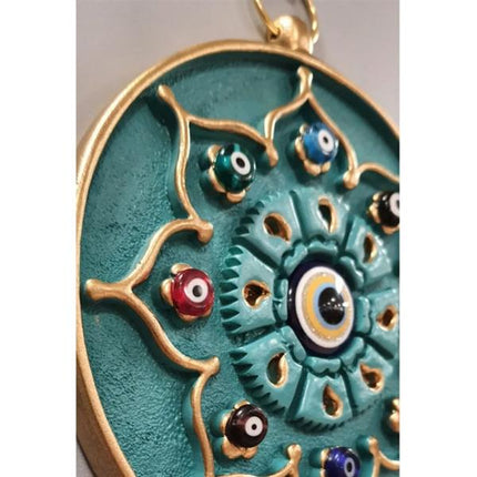 Emayra İkili Nazar Boncuklu Duvar Süsü Turkuaz | Yıldız Motifli