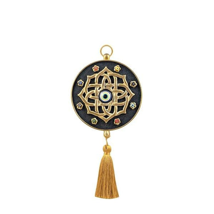 Emayra Tekli Nazar Boncuklu Duvar Süsü Kahve Altın | Mandala Desenli