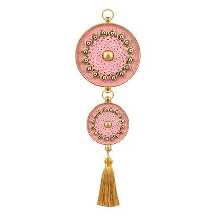 Emayra İkili Nazar Boncuklu Duvar Süsü Pembe | Geleneksel Desenli
