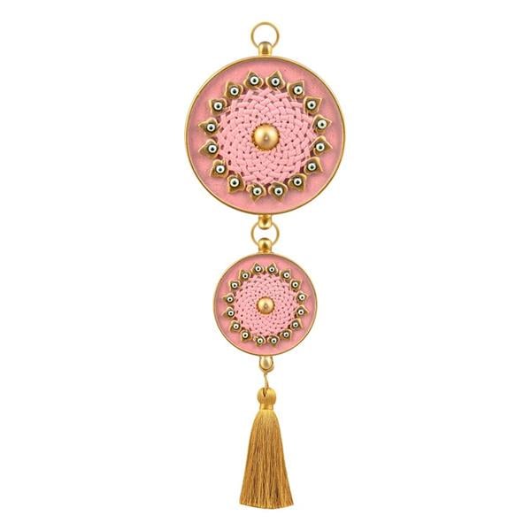 Emayra İkili Nazar Boncuklu Duvar Süsü Pembe | Geleneksel Desenli