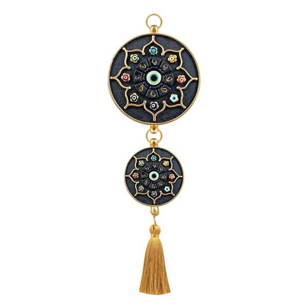 Emayra İkili Nazar Boncuklu Duvar Süsü Kahve Altın | Yıldız Motifli