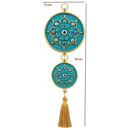 Emayra İkili Nazar Boncuklu Duvar Süsü Turkuaz | Yıldız Motifli