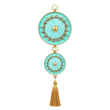 Emayra İkili Nazar Boncuklu Duvar Süsü Nil Yeşili | Geleneksel Desenli