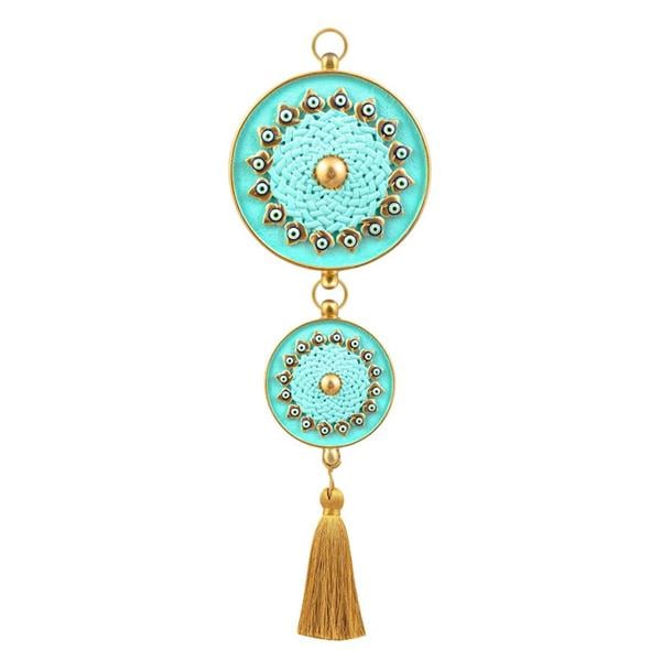 Emayra İkili Nazar Boncuklu Duvar Süsü Nil Yeşili | Geleneksel Desenli