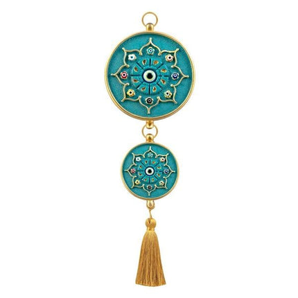 Emayra İkili Nazar Boncuklu Duvar Süsü Turkuaz | Yıldız Motifli