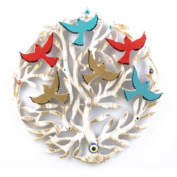 Emayra Nazar Boncuklu Hayat Ağacı Duvar Süsü Krem Altın | Bereket Ve Şans Sembolü