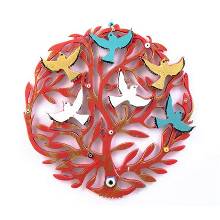 Emayra Nazar Boncuklu Hayat Ağacı Duvar Süsü Kırmızı | Bereket Ve Şans Sembolü