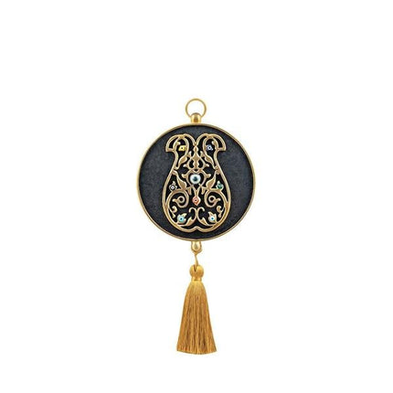 Emayra Tekli Nazar Boncuklu Duvar Süsü Kahve Altın | Kaftan Motifli