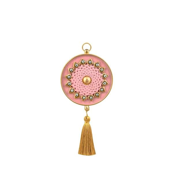 Emayra Tekli Nazar Boncuklu Duvar Süsü Pembe | Geleneksel Desenli