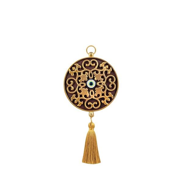 Emayra Tekli Nazar Boncuklu Duvar Süsü Kahve | Çiçek Desenli