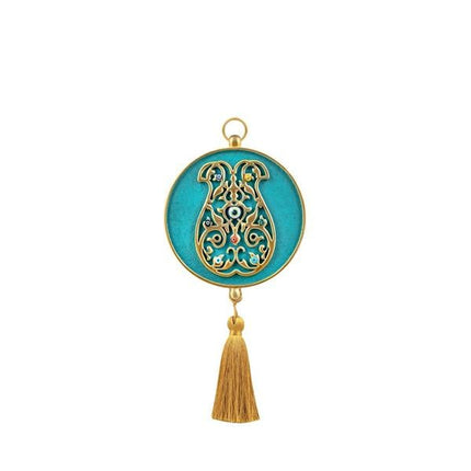 Emayra Tekli Nazar Boncuklu Duvar Süsü Yeşil | Kaftan Motifli