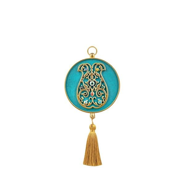 Emayra Tekli Nazar Boncuklu Duvar Süsü Yeşil | Kaftan Motifli